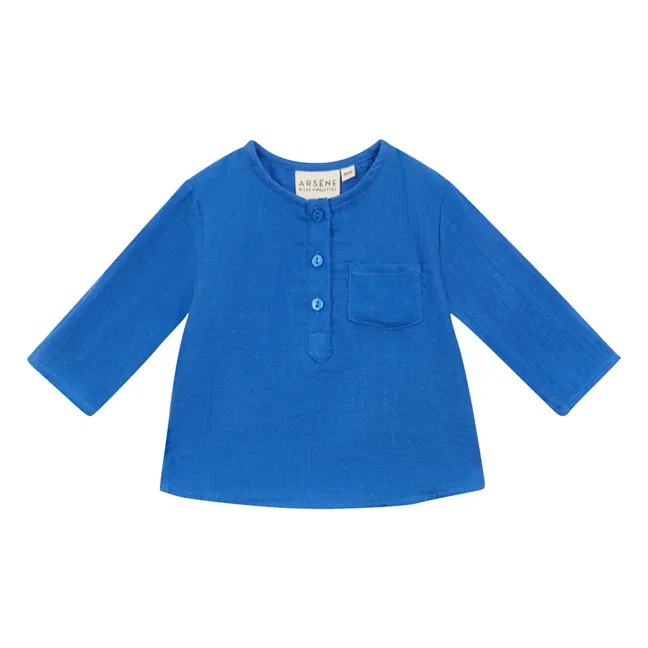 Faustus Double Cotton Gauze Shirt | Cobalt