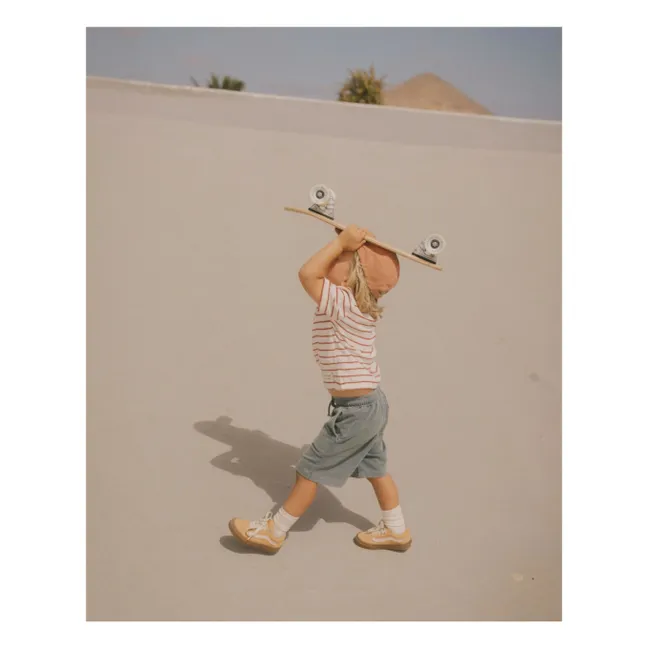 Terry Stripes Organic Cotton Polo Shirt | Red