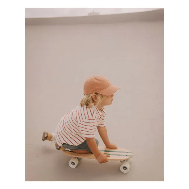 Polo Terry Rayures Eponge Coton Bio | Rouge