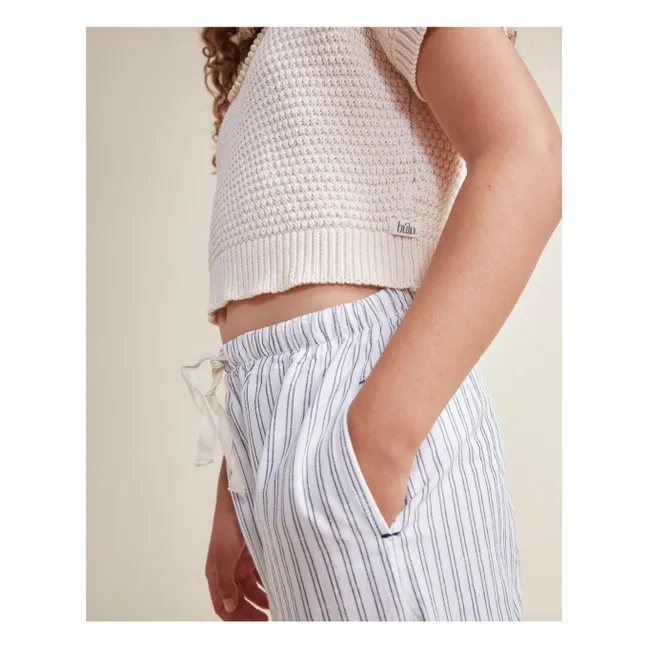 Pull Manches Courtes Boho Coton Bio | Ivoire