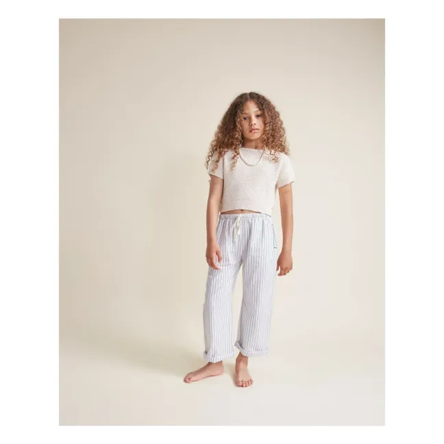 Pull Manches Courtes Boho Coton Bio | Ivoire