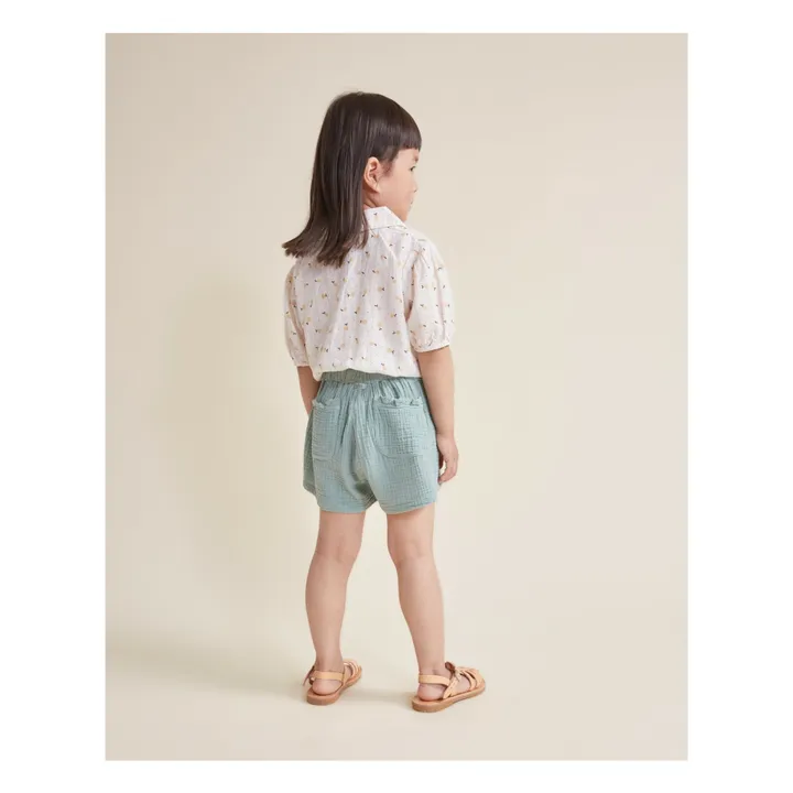 Short Gaze de Coton Bio | Vert céladon- Image produit n°2
