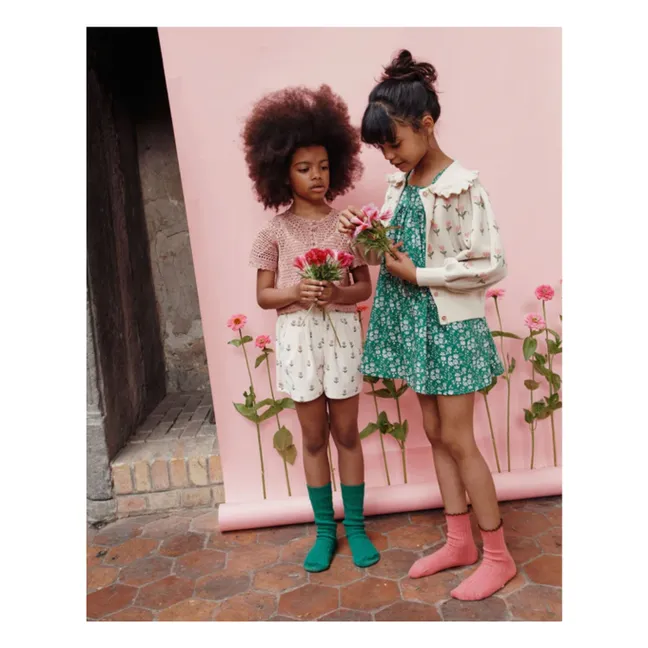 Cardigan Fleurs Coton Bio | Ecru