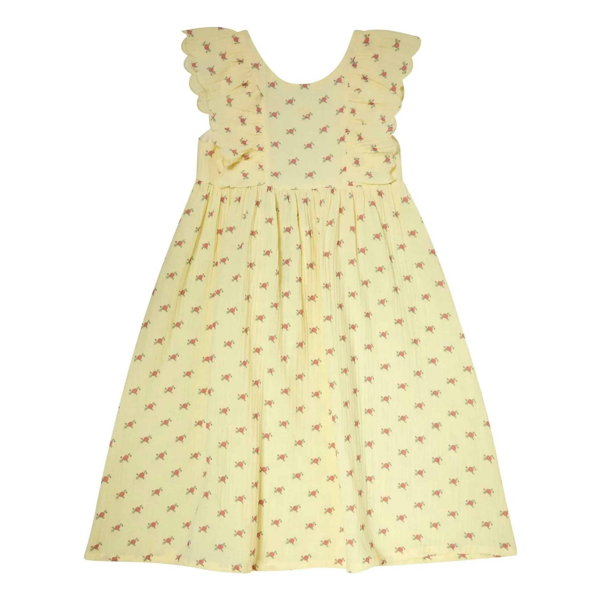 Tocoto Vintage Yellow Fleurs Volants Dress