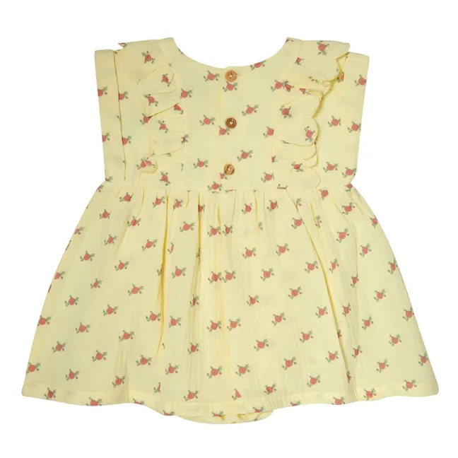 Robe Fleurs Volants Baby | Jaune