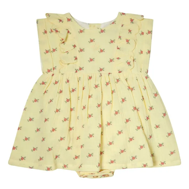 Robe Fleurs Volants Baby | Jaune