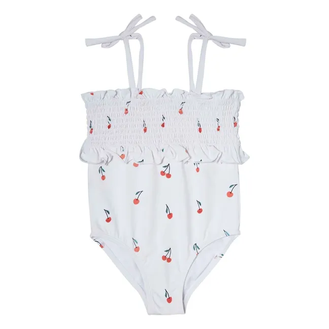 Costume da bagno increspato Cherry | Bianco