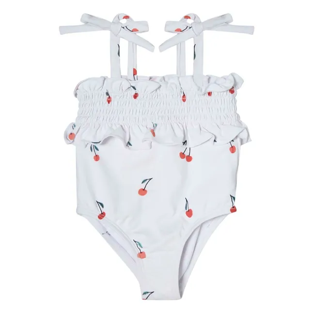 Costume da bagno increspato Cherry | Bianco
