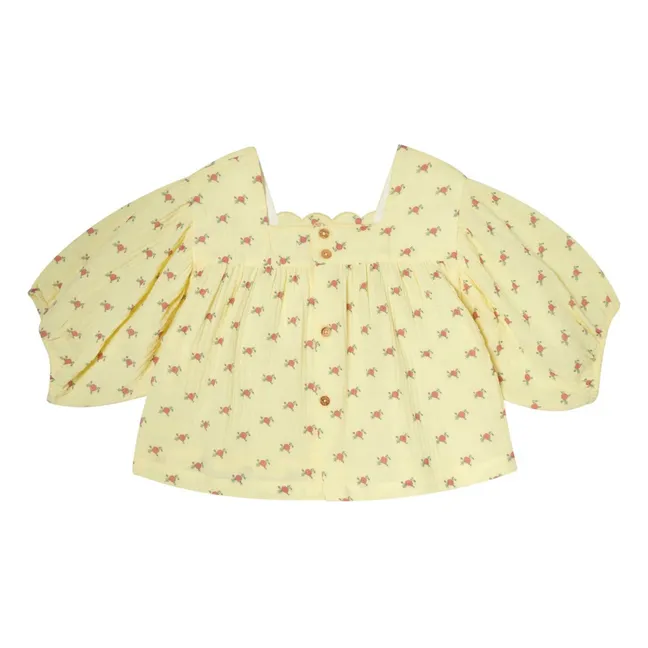 Camicetta a fiori con maniche a 3/4 | Giallo