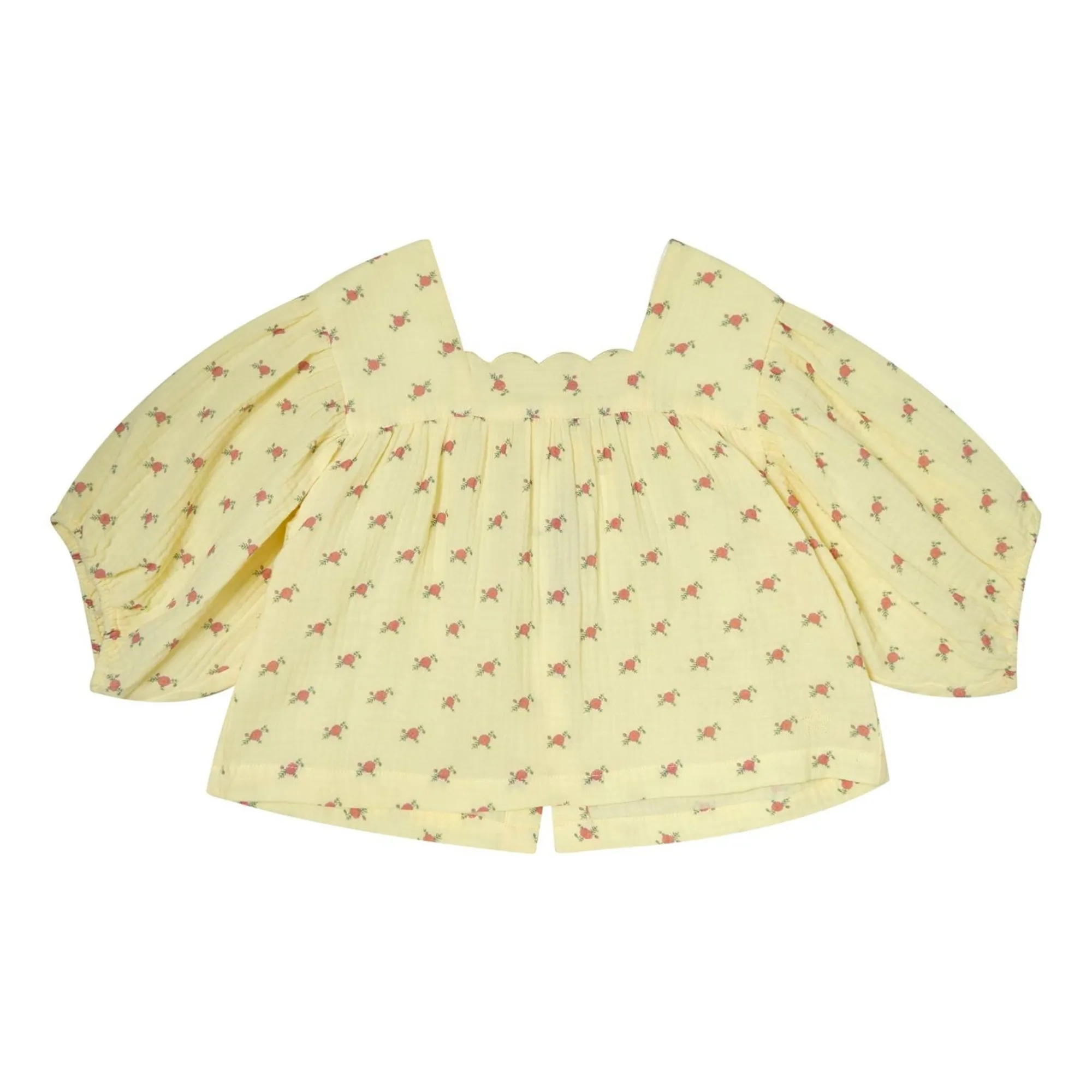 Tocoto Vintage Yellow 3/4 Sleeve Flower Blouse