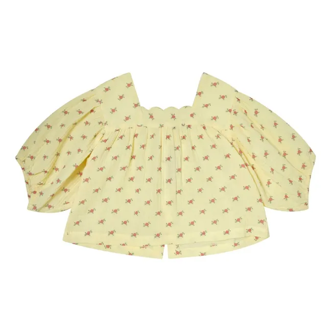 3/4 Sleeve Flower Blouse | Yellow