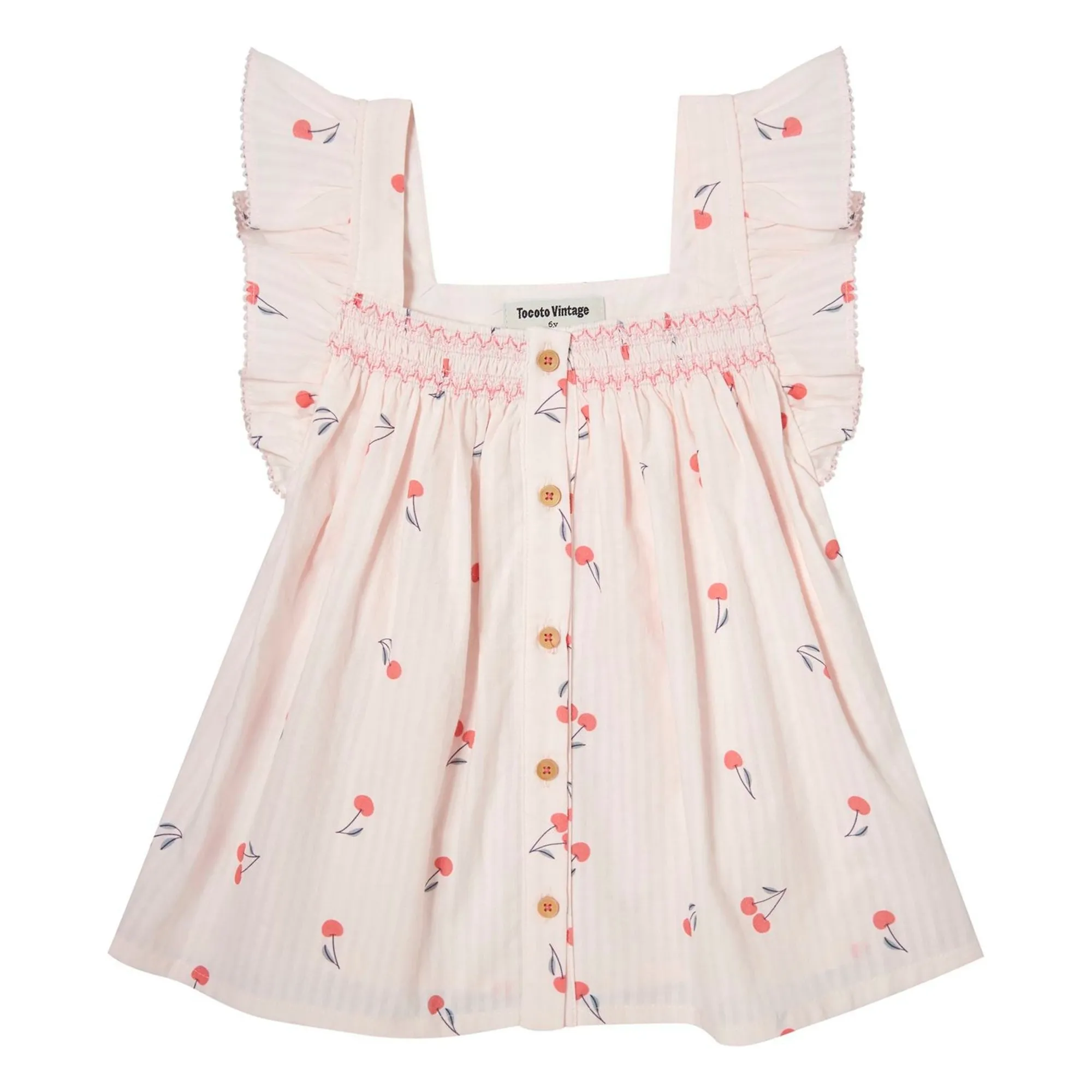 Tocoto Vintage Pale Pink Blouse Cerises Volants