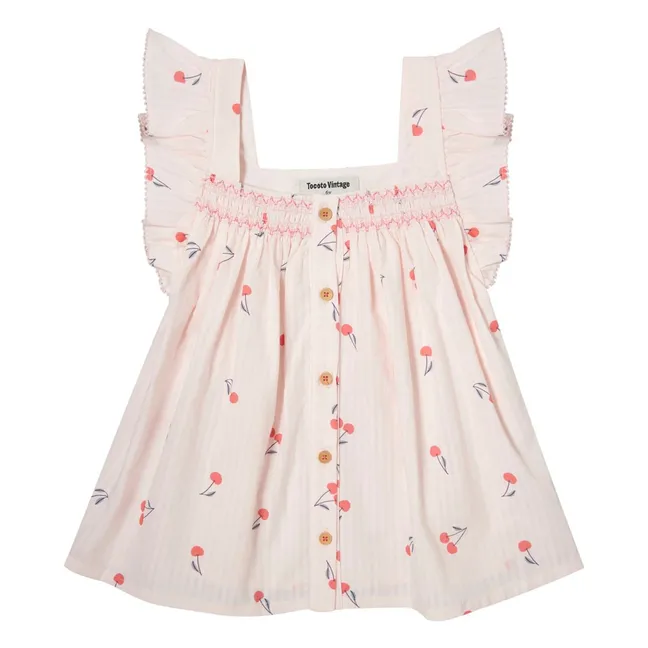 Blouse Cerises Volants | Pale Pink