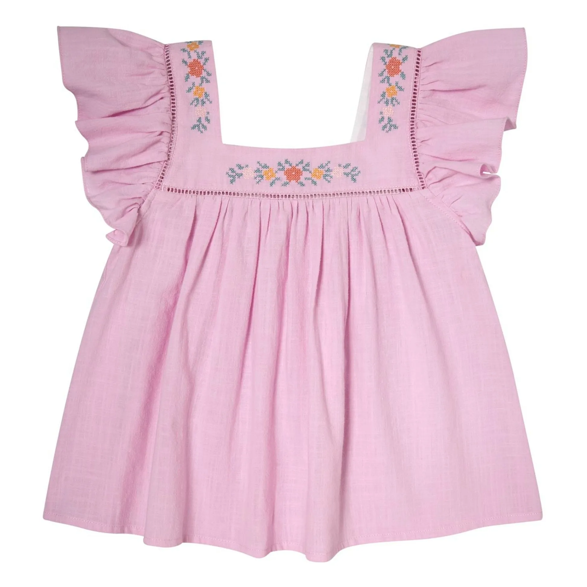 Tocoto Vintage Lilac Ruffled Embroidered Blouse