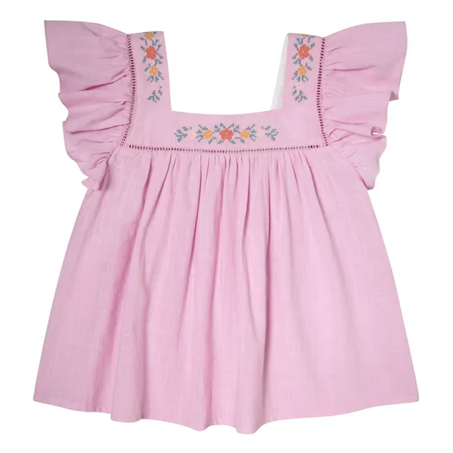Blouse Brodée Volants | 	Lilas