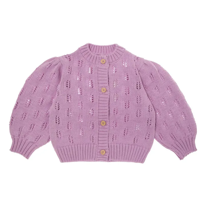 Cardigan Maille Fleurs | 	Lilas- Image produit n°0