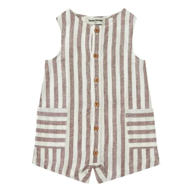 Combishort Rayures Lin | Marron