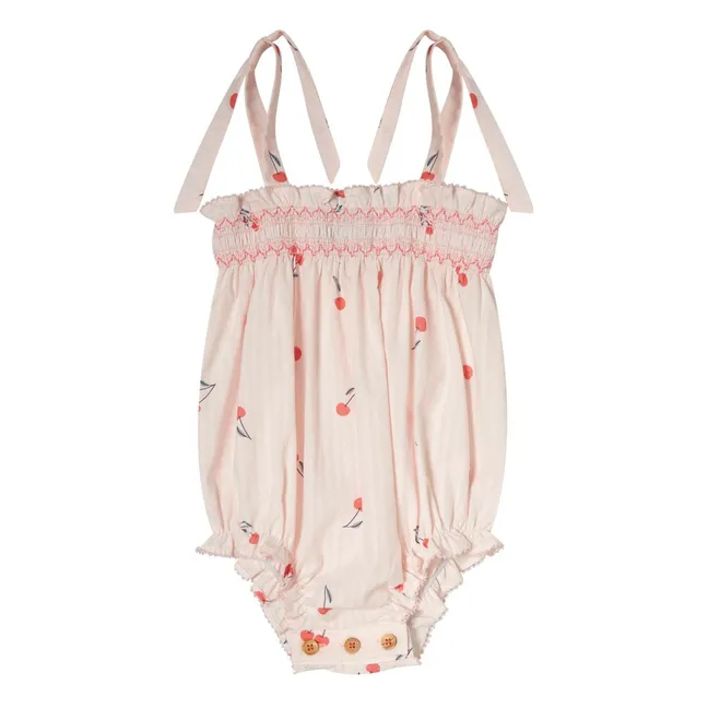 Gathered Cherry romper | Pale Pink