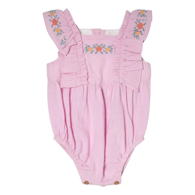 Bestickter Strampelanzug | Flieder