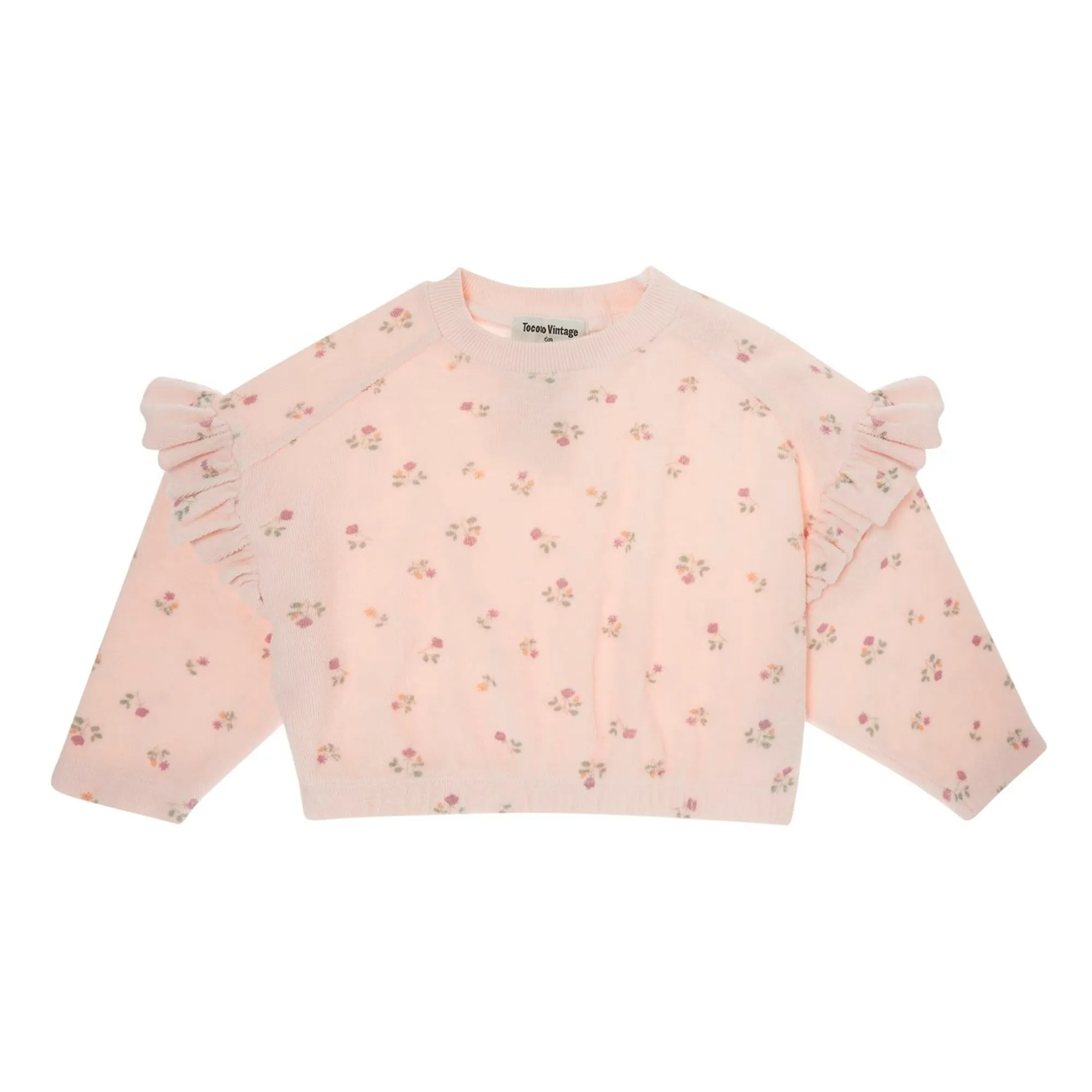 Tocoto Vintage Pale Pink Flying Flowers Terry Sweat