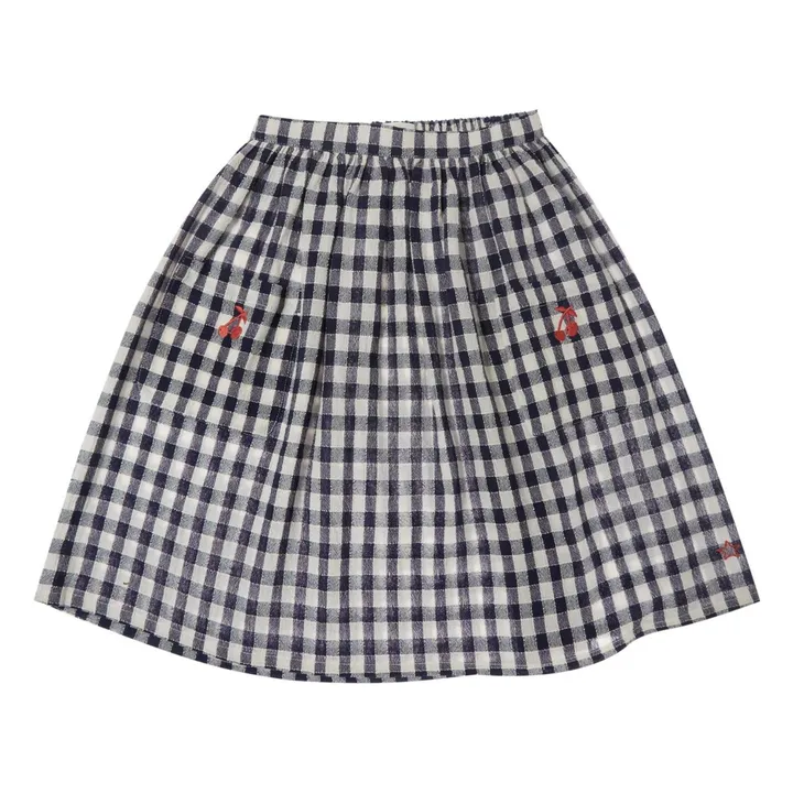 Jupe Midi Vichy | Bleu marine- Image produit n°0