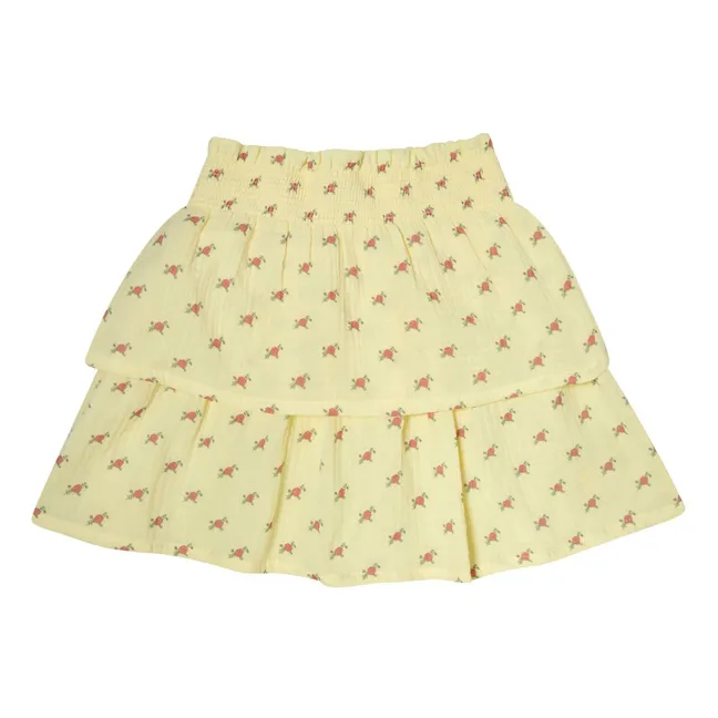Gonna a fiori con volant | Giallo