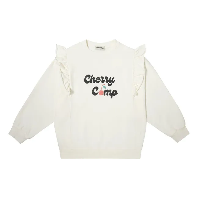 Sweatshirt Kirsche Rüschen | Weiß