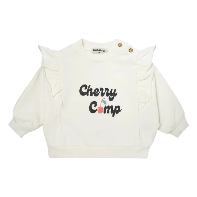 Sweat Cerise Volants | Blanc