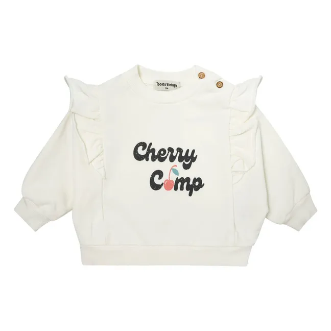 Sweatshirt Kirsche Rüschen | Weiß