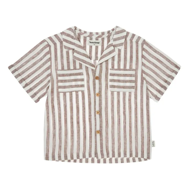 Camisa de rayas de lino | Marrón- Imagen del producto n°0