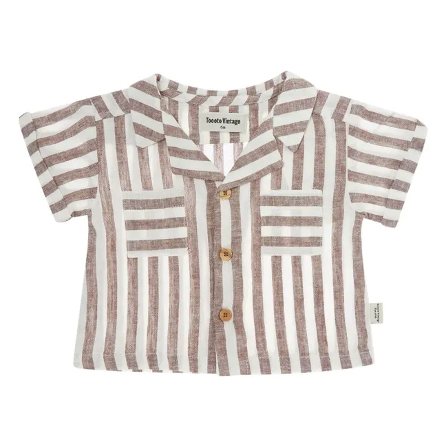 Camicia in lino a righe | Marrone