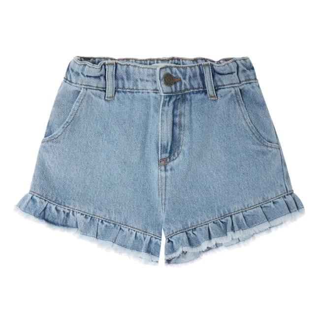 Ruffled jean shorts | Denim blue