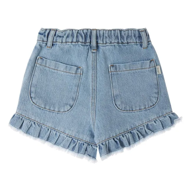 Ruffled jean shorts | Denim blue