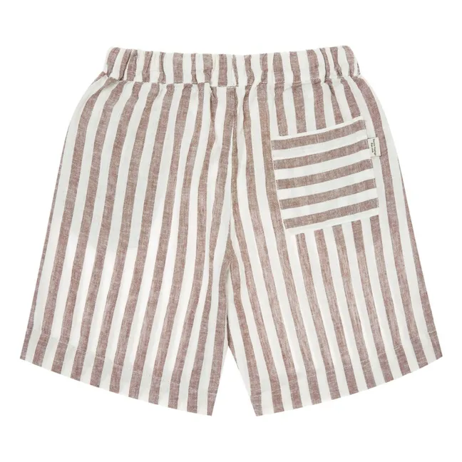 Linen Striped Short | Brown