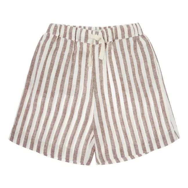 Pantaloncini in lino a righe | Marrone