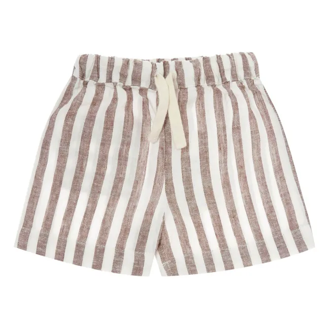 Pantaloncini in lino a righe | Marrone