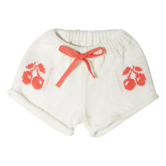 Short Cerises Maille | Blanc