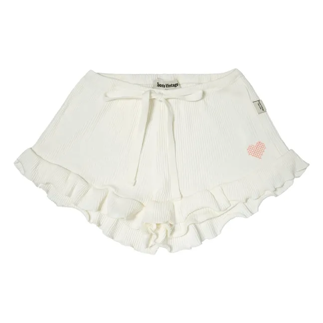 Short Côtelé Volants | Blanc