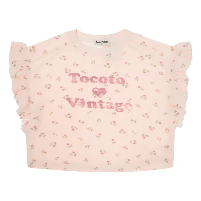T-Shirt Blumen Frottee | Blassrosa