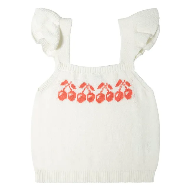 Top in maglia color ciliegia | Bianco