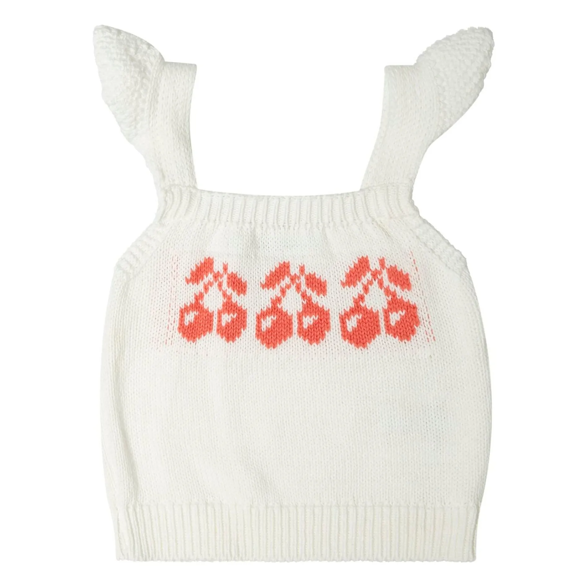 Tocoto Vintage White Top Maille Cerises