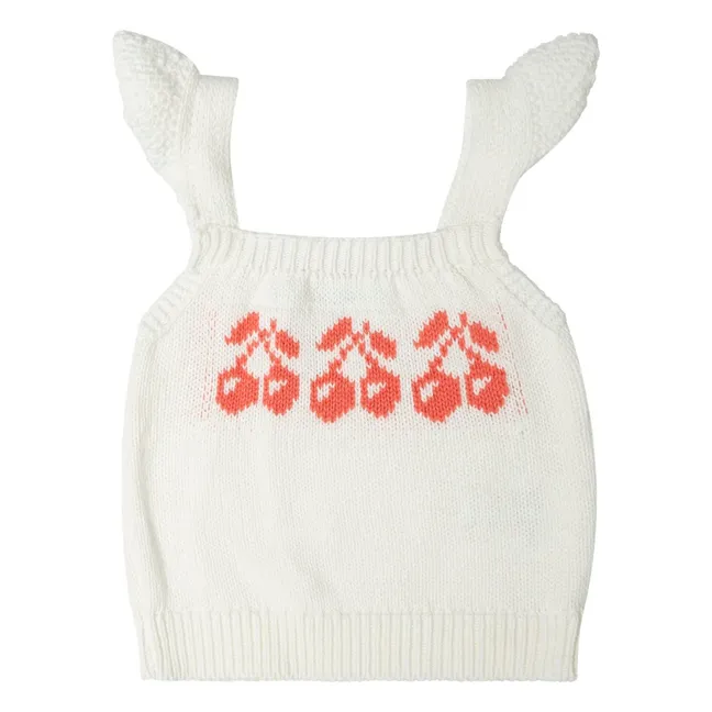 Top in maglia color ciliegia | Bianco