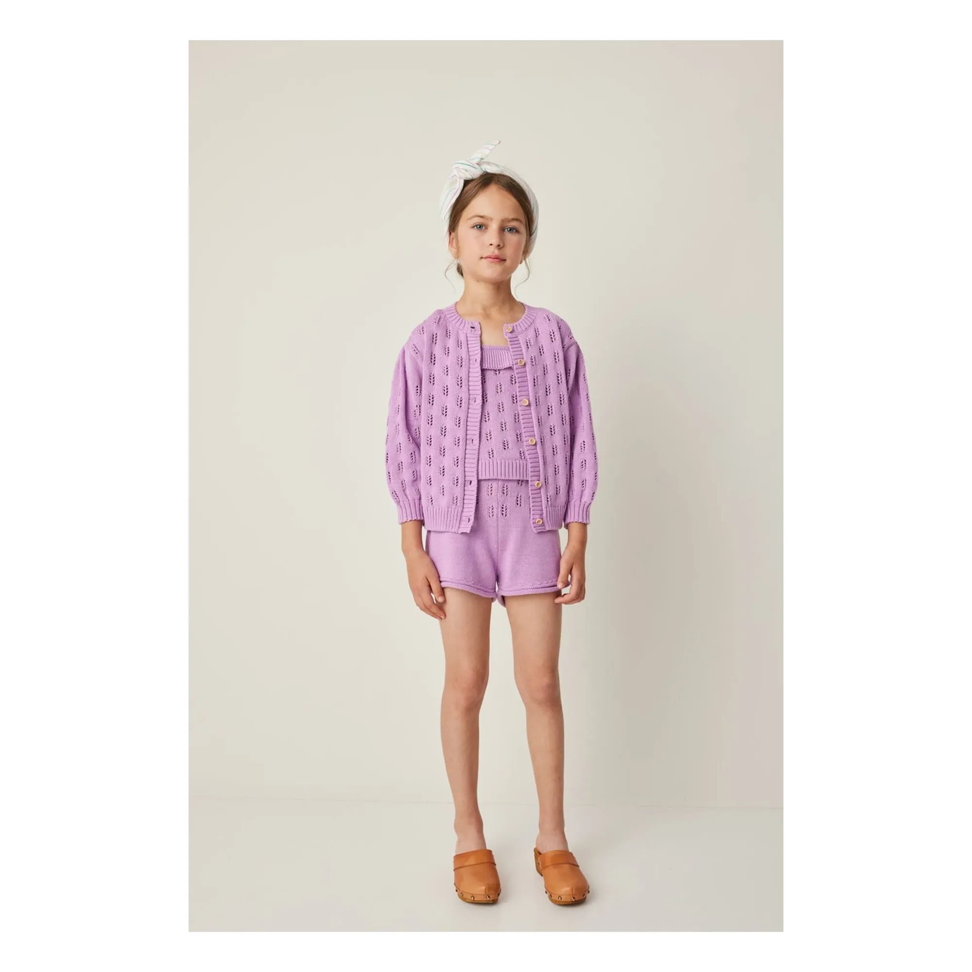 Cardigan Maille Fleurs | 	Lilas- Image produit n°4