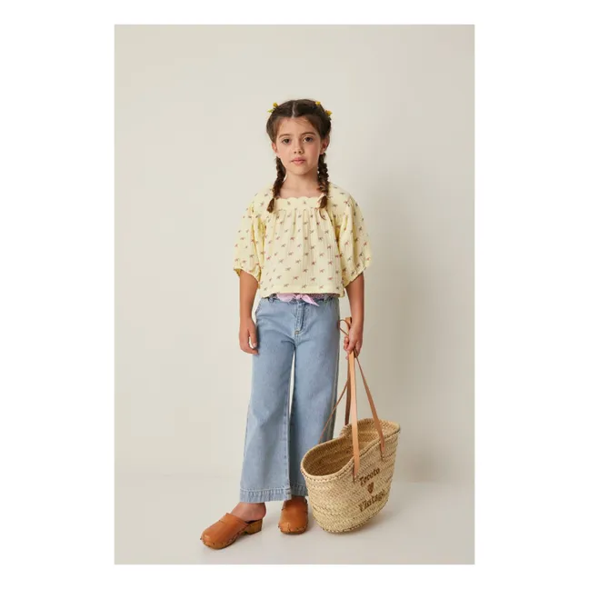 3/4 Sleeve Flower Blouse | Yellow