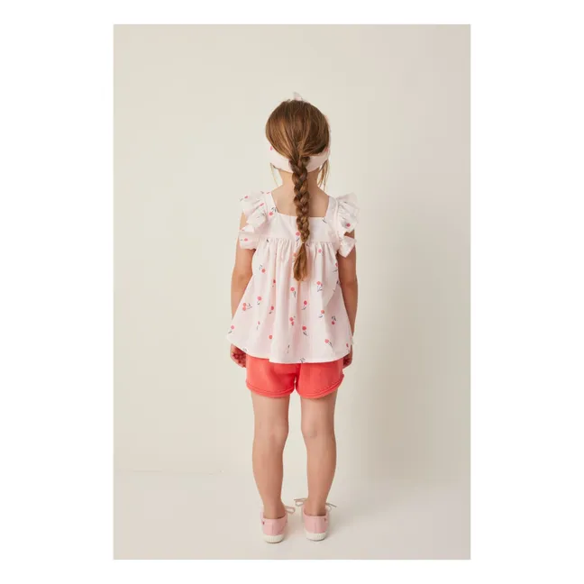 Blouse Cerises Volants | Pale Pink