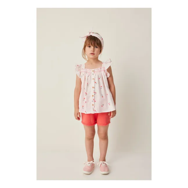 Blouse Cerises Volants | Pale Pink