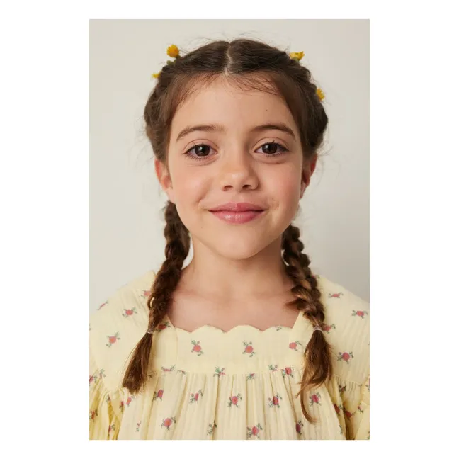 3/4 Sleeve Flower Blouse | Yellow