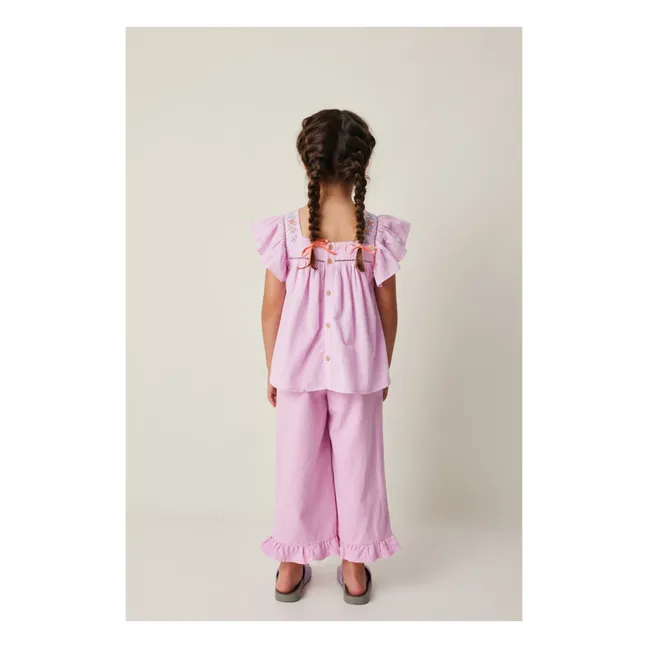 Blouse Brodée Volants | 	Lilas