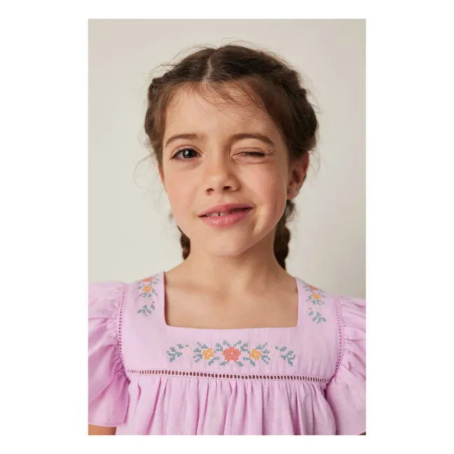 Blouse Brodée Volants | 	Lilas