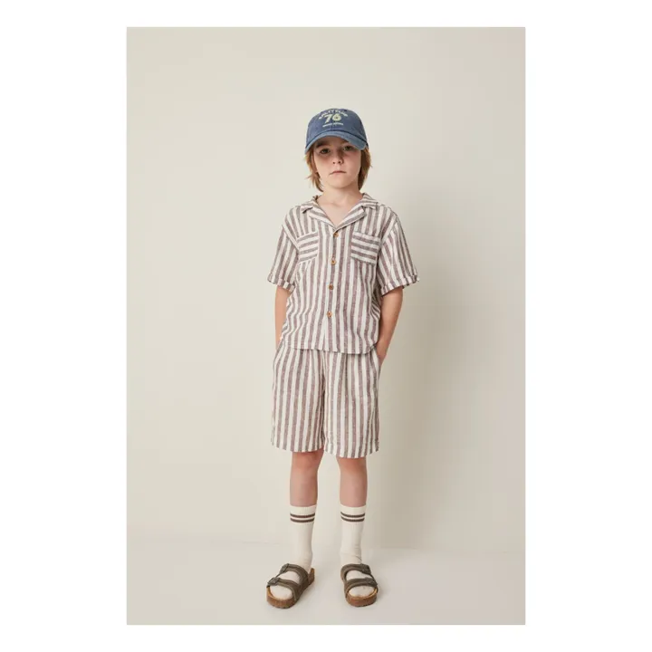 Camisa de rayas de lino | Marrón- Imagen del producto n°1